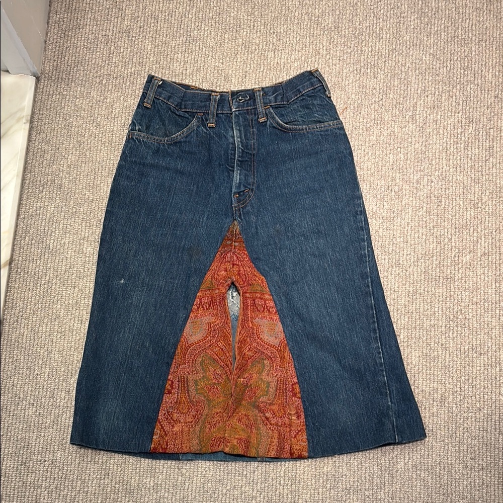 Denim Skirt with Paisley Insert
